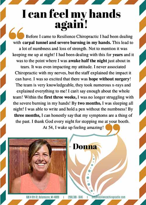 Chiropractic Kalamazoo MI Warrior Testimonial - Donna'